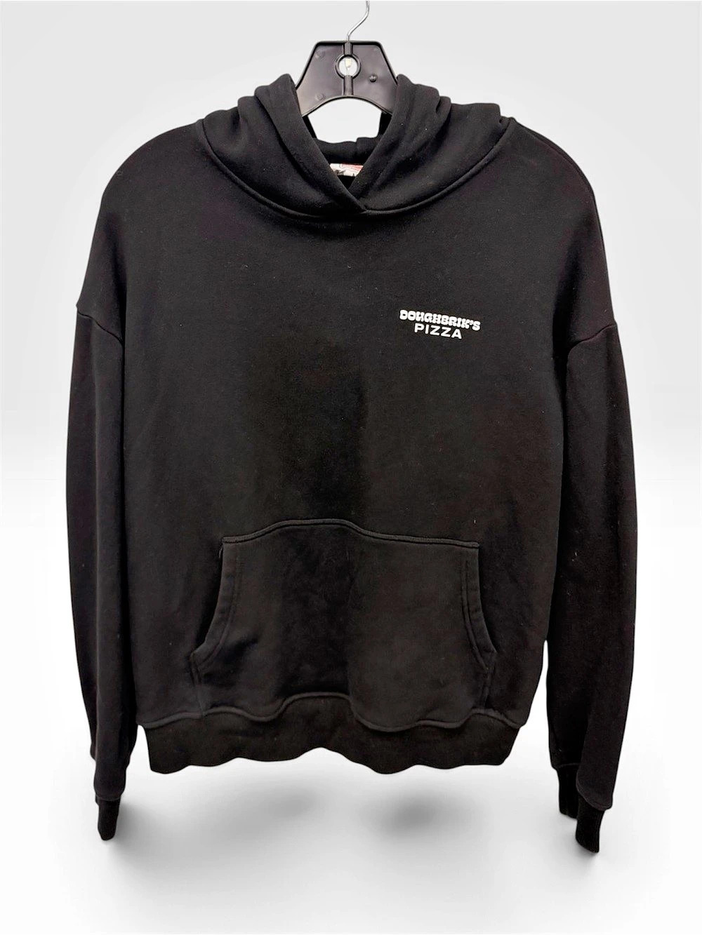 Doughbrik’s Pizza Graphic Hoodie in Black, Size Medium